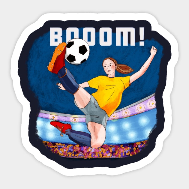 Booom! Soccer girl Sticker by SW10 - Soccer Art